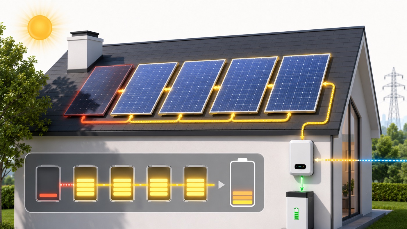 Batterie solaire domestique reliee a une installation photovoltaique