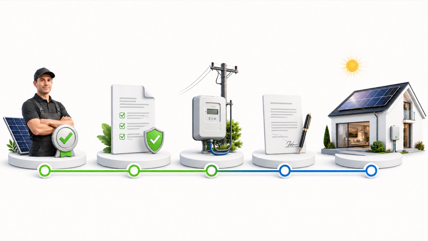 Etapes administratives pour une installation solaire avec installateur et documents